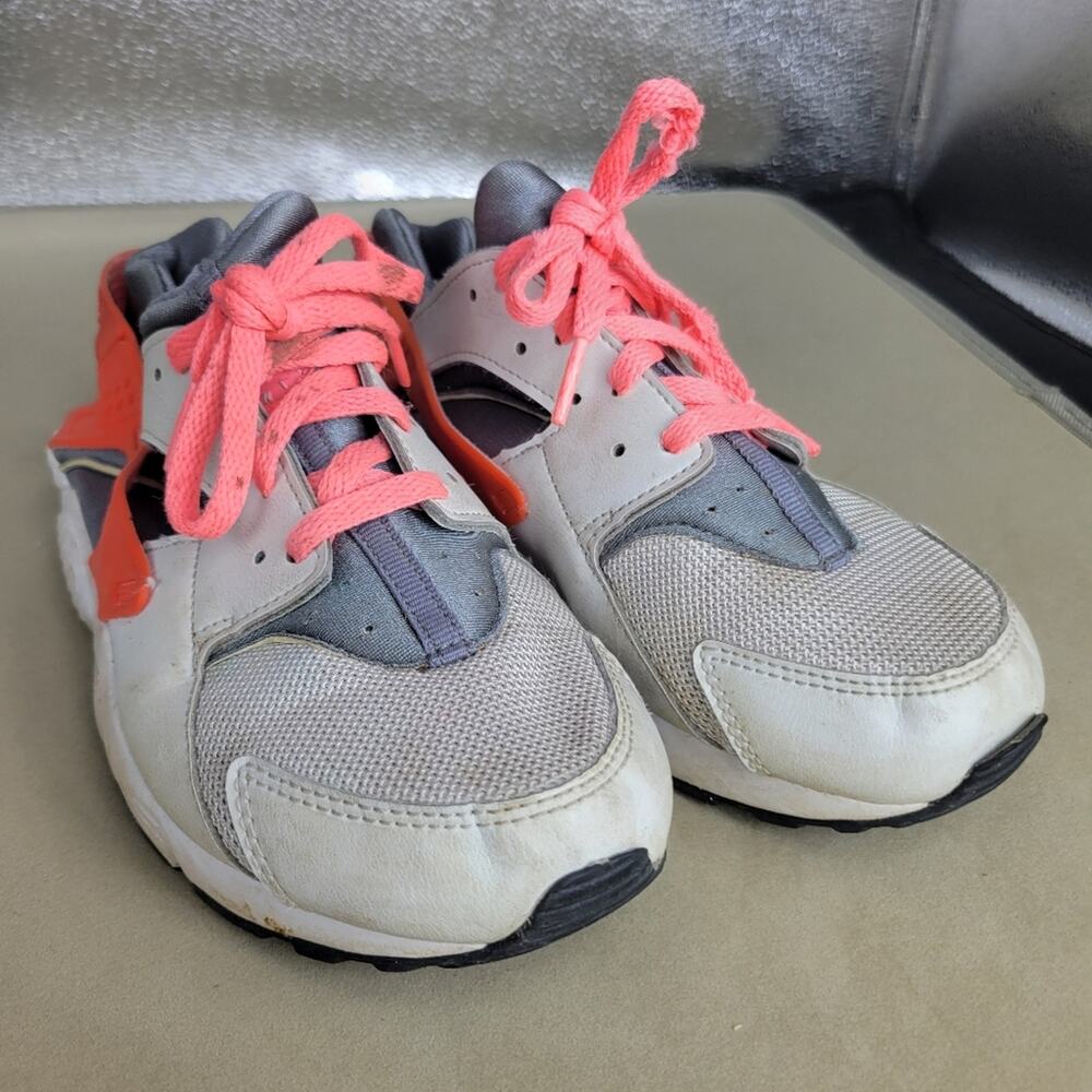 Nike Air Huarache Shoes Girl Size 3 Grey Run Pure Platinum Lava Sneaker Athletic - Picture 2 of 14